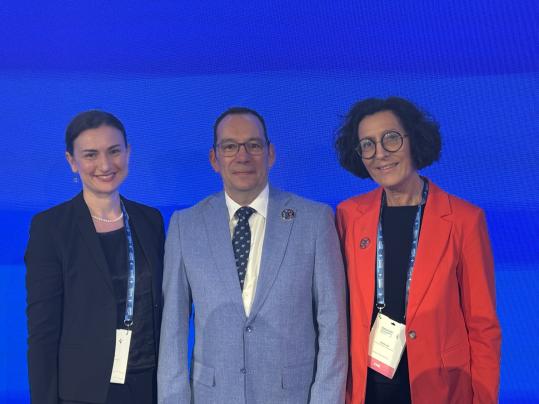 V. l.: Elizabeth Tollenaere (DBfK Vizepräsidentin), José Luis Cobos Serrano (ICN-Präsident), Vera Lux (DBfK Präsidentin), Foto: DBfK